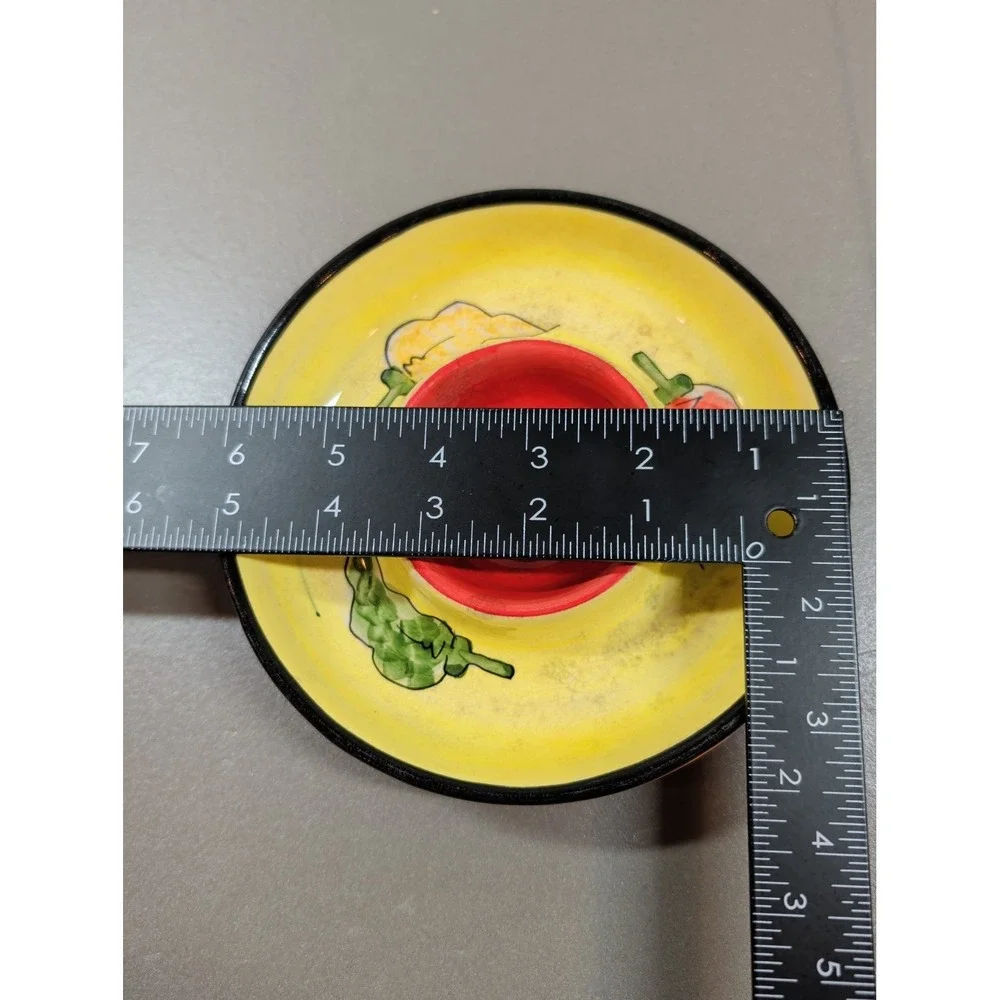 Royal Norfolk Chili Pepper Chip and Dip Bowl Yellow Red Ceramic Salsa Dish 6in
